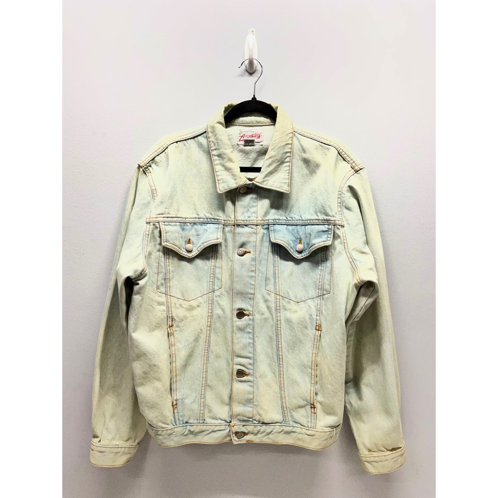 Vintage 1989 Vincent Paul Breathless Denim Jacket Light Wash 80s Pop Art Graphic